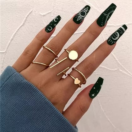 Geometric Gold Plated Rings Set Of 6