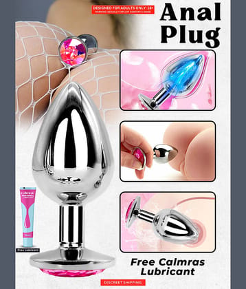 Stainless Steel Diamond Anal Butt Plug For All Day Use And Kegel Exercise | Anal Toys For Men And Women By Naughty Nights + Free Kaamraj Lubricant