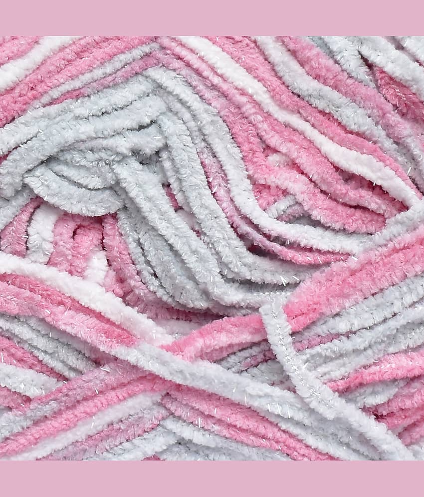 Knitting Yarn Thick Chunky Wool, Blanket Pink Grey  WL 400 gm