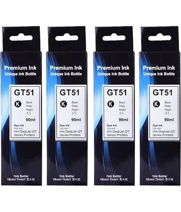 zokio GT51 INK Black Pack of 4 Cartridge for H_P Ink Tank 310 series, H_P Ink Tank Wireless 410 series And More.