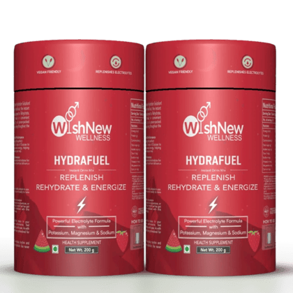WishNew Wellness HydraFuel: Prime Electrolyte Energy Workout Drink Mix | Get Daily Hydration & Instant Energy Boost | Strawberry-Watermelon with natural Sweetness| 20 Sachets | Suitable for Men &