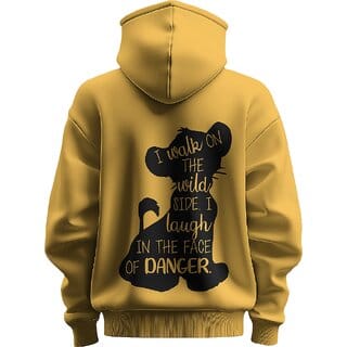 BULL CLOTHING Mens I Walk On The Wild Side  Premium 280 GSM Fleece Mustard Hoodie for Ultimate Comfort and Style (S)