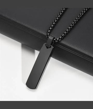Fashion Frill Silver Chain For Men Stainless Steel Bar Pendant Black Silver Chain Pendant For Men Boys Love Gifts Mens Jewellery