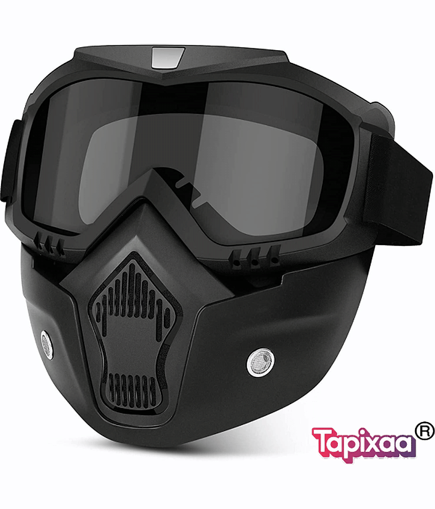 Tapixaa Bike Riding Goggles - Open Face Helmet Black M
