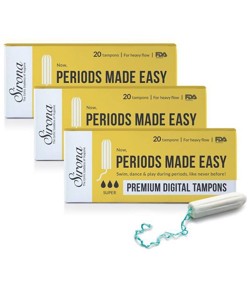 SIRONA Digital Tampon (Heavy Flow) - 60 Tampon (3 Pack - 20 Tampon Each)