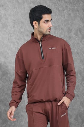 Studio Straight Fit Quarter Zip- Chocolate Brown-S
