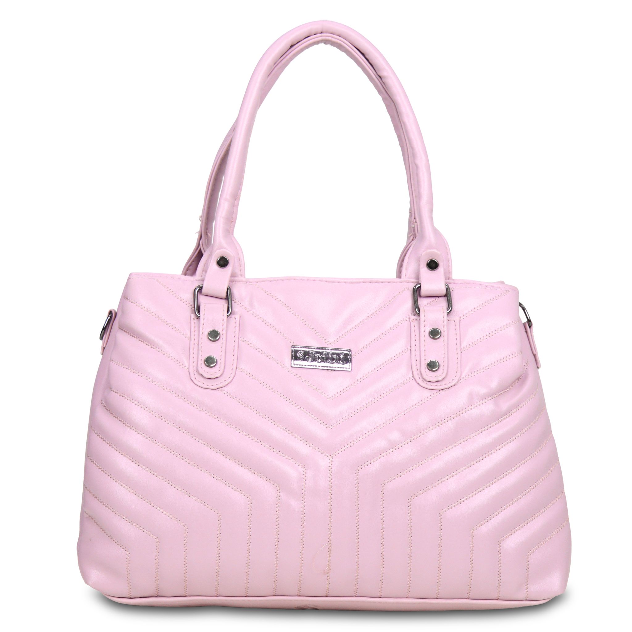Jothi Arrowyn Premium Womens Handbag | 3-Compartment Quilted Synthetic Leather Tote | Semi-Gloss Finish | Water-Resistant | Soft Base | Blush Pink