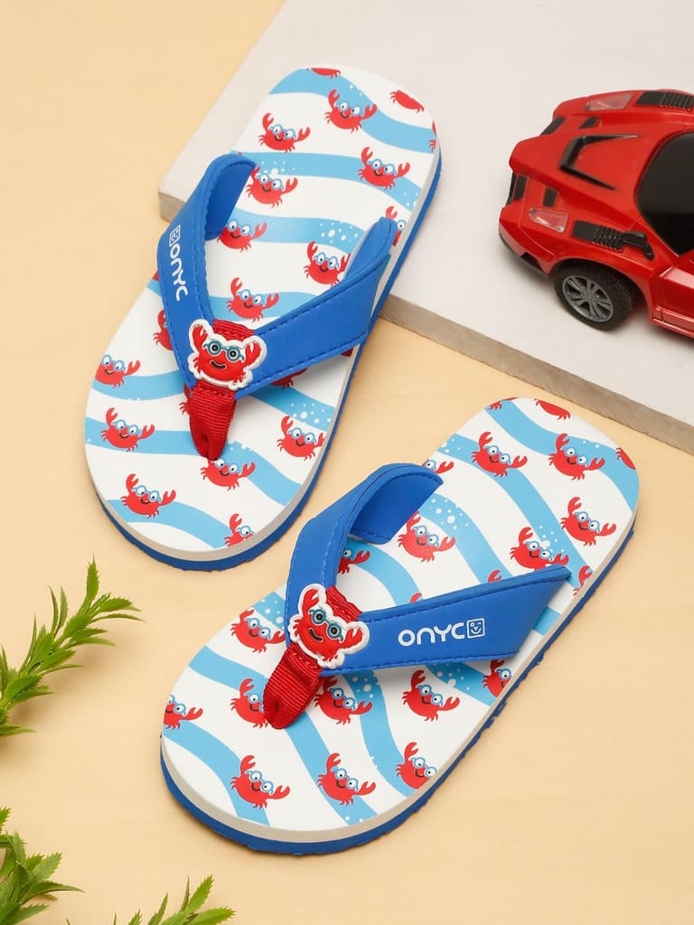 Premium Crab V-Shape Flip-flops - Blue (Unisex)
