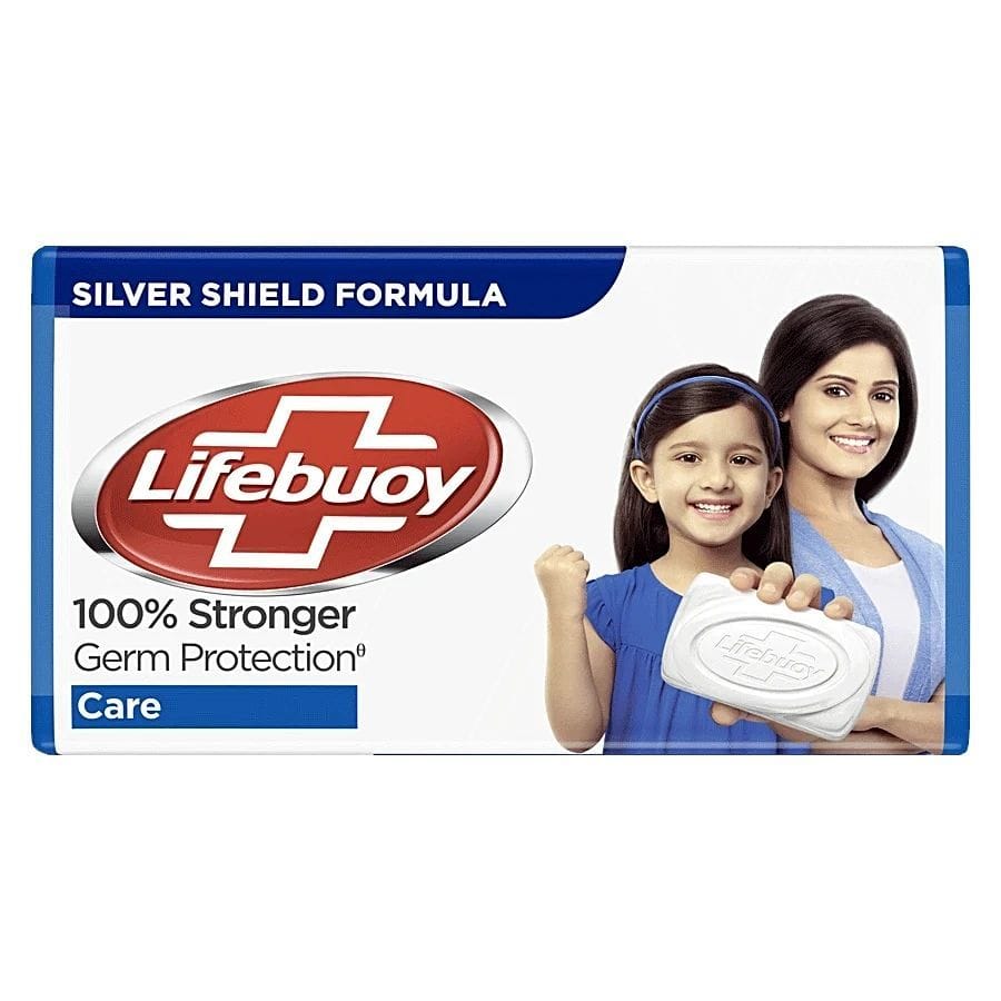 Lifebuoy Care Soap Bar, 100% Stronger Germ Protection, Active Silver Formula, 100 G (Pack Of 4)