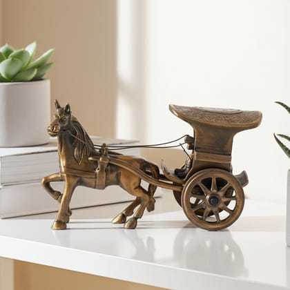 Brass Horse Cart Decorative Showpiece For Royal Interior Decor, Height : 3.2 Inch (ZMAS361 C)