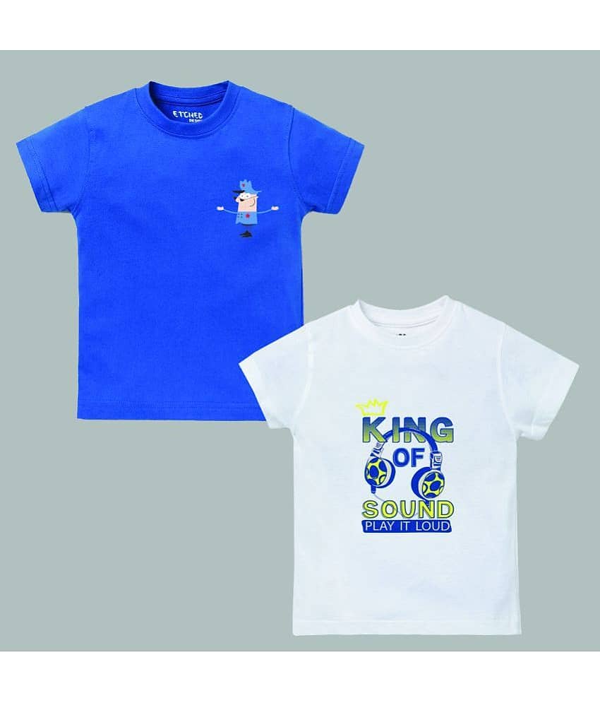 ETCHED DESIGN Pack of 1 Boys Cotton T-Shirt ( Multicolor )