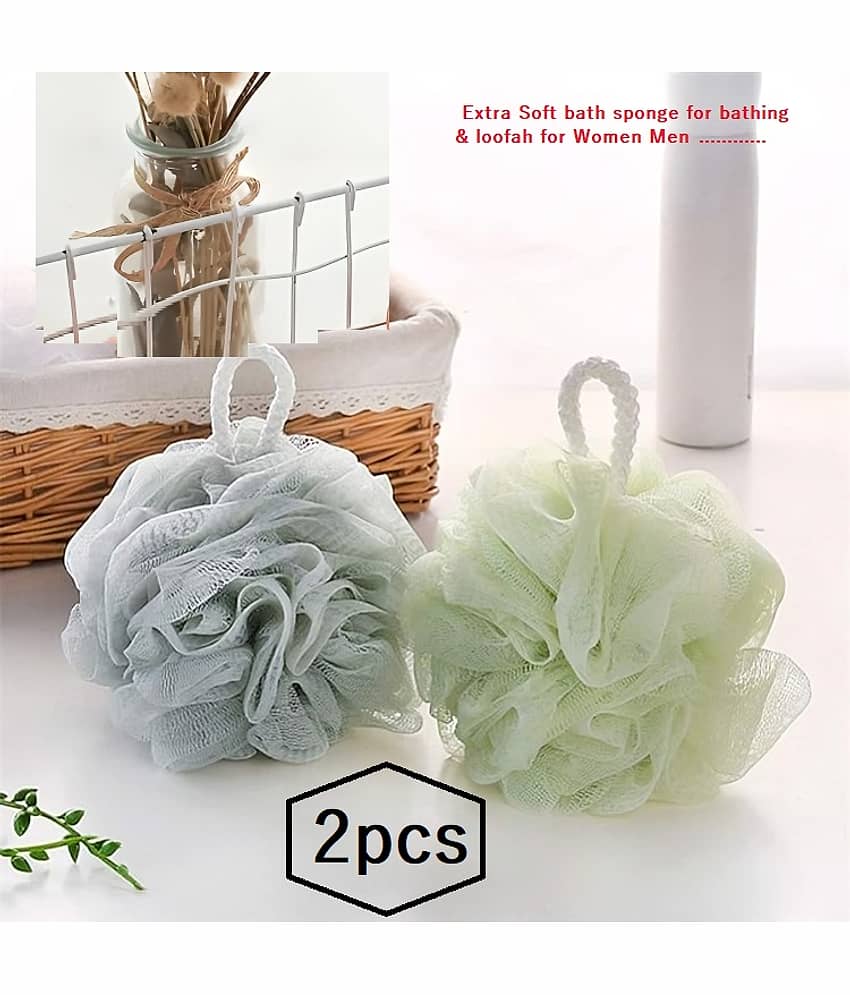 Bath Shower Loofah Sponge Pouf Body Scrubber Exfoliator| Bathing Round Loofah for Men and Women (pack of 2)