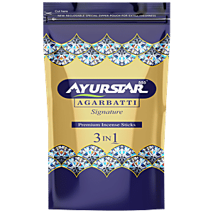 AYURSTAR Incense Sticks 3 In 1 - Agarbatti, For Pooja & Pleasant Fragrance, 110 g Zipper Pouch