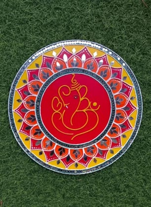 MANDALA ART GANESHA THEMED WITH POOR RESIN DUST PROOF AND WATER PROOF ART PACK OF ONE (12" inch)
