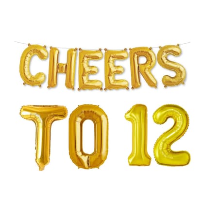 Balloonistics Cheers to Twelve Foil Balloon Combo Number 12 Foil Balloon for Birthday and Anniversary
