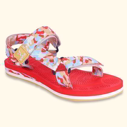 Marble Eva Sandal for Women-Coral Red / 3