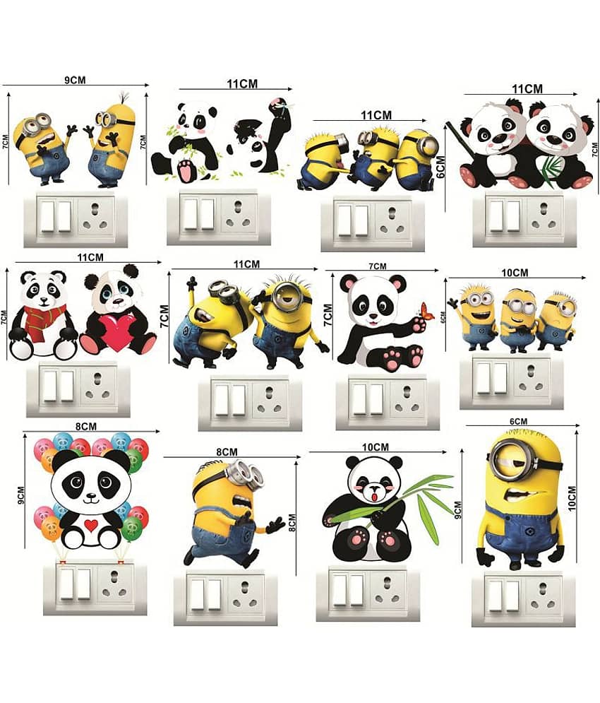 Decor Villa minions PANDA Cartoon Characters Sticker ( 30 x 33 cms )
