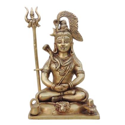 Brass Shiv Ji God Idol - Premium Decorative Showpiece, Height : 8.5 Inch (BSMAS1529 G)