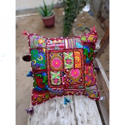 Khamma Ghani Ethnic Cotton Kantha Cushion Covers-Set of 2