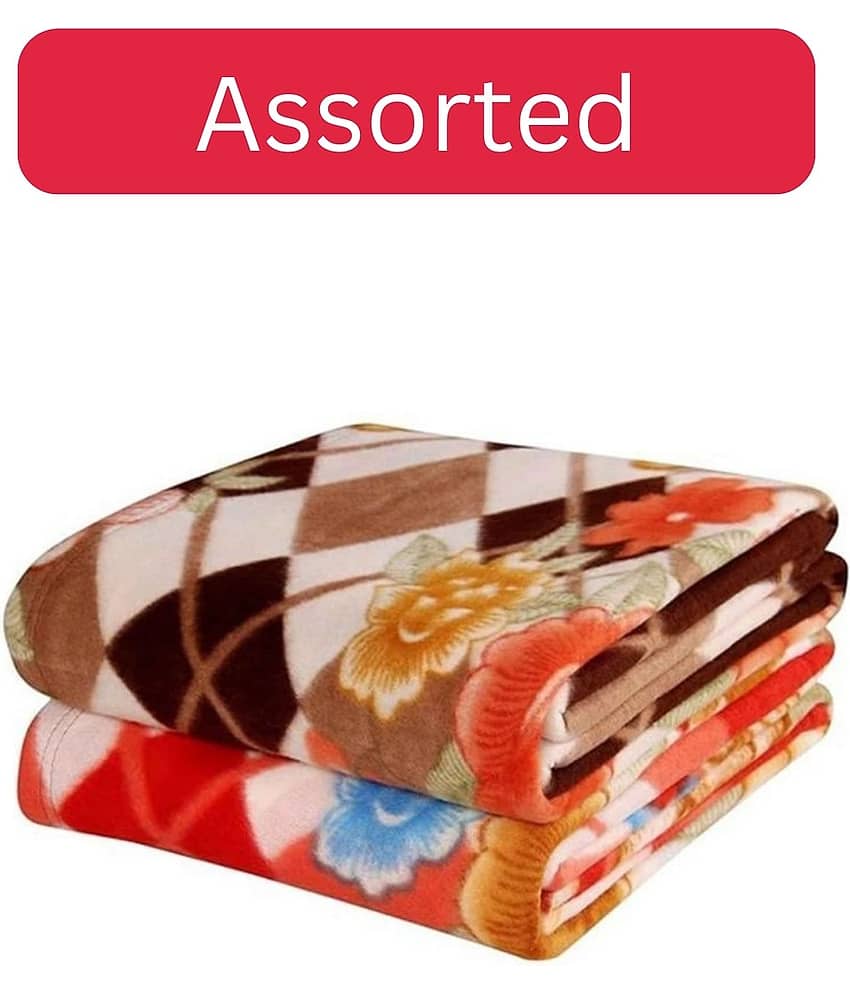 Wholesale india Fleece Floral Single Bed Blanket ( 220 cm x 150 cm ) - Multi ( Pack of 2 ) Assorted