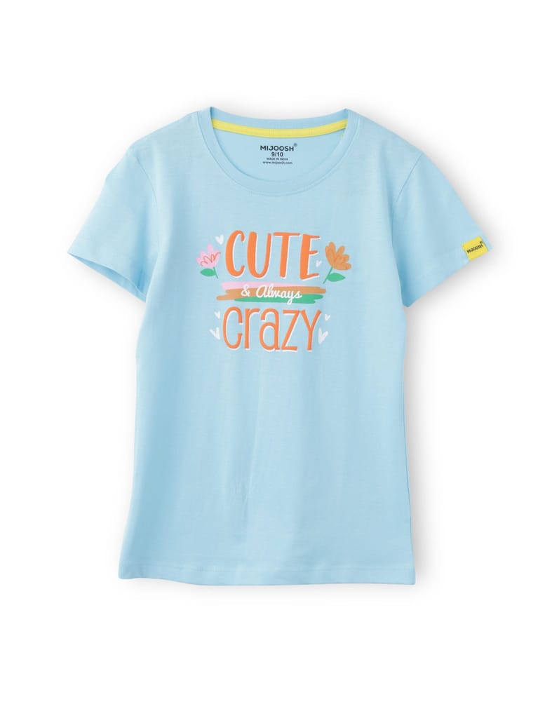 Affordable Kids Girls T shirt Cotton Atomizer Blue Cute Crazy 2025 at ShopCircuit | ONDC