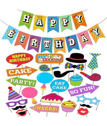 1 Set Happy Birthday Banner 25 Pcs Multicolour happy birthday props for kids / Birthday photoshoot props/Birthday photography props /Birthday Photo Booth Props / Birthday Party Props for Kids / Happy Birthday Party Supplies / Birthday Decoration