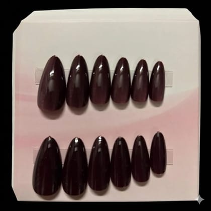 Premium Press-On Nails Set  Reusable False Nails Kit with Glue Tabs  Glossy Matte Artificial Nails for Women  Full Cover Nail Tips for Salon-Quality Manicure at Home  Multiple Shades Available (Deep Maroon Brown)