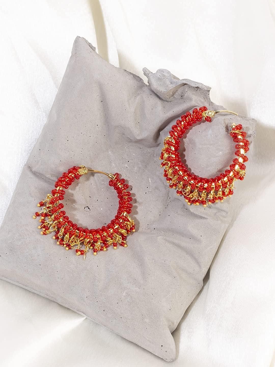 Red Circular Hoop Earrings