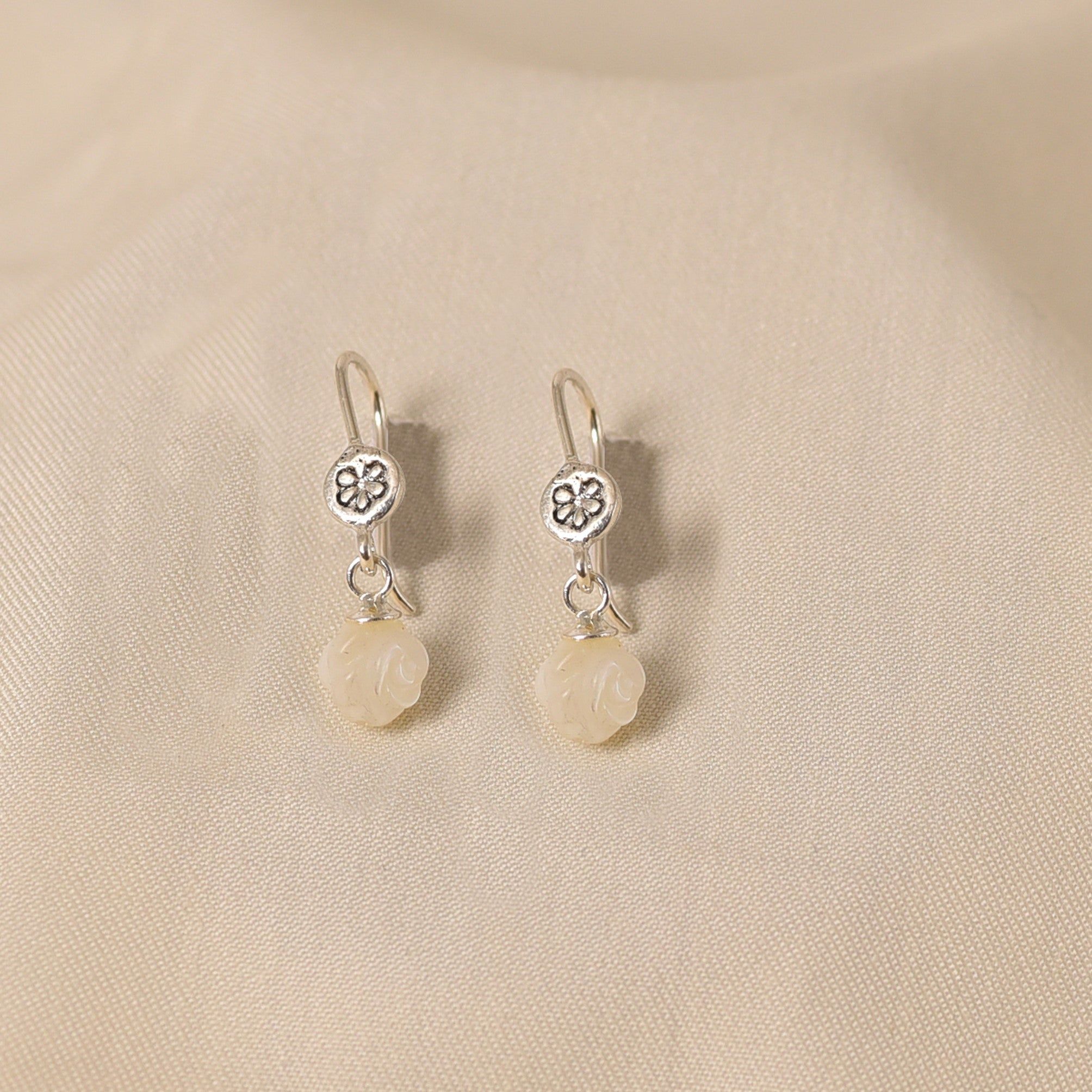 White Rose Earrings