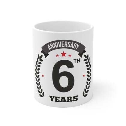 DARSHANS Ceramic 6th Anniversary Printed Coffee Mug (Color: White, Capacity:330ml) DARSHANS Ceramic 6th Anniversary Printed Coffee Mug (Color: White, Capacity:330ml)