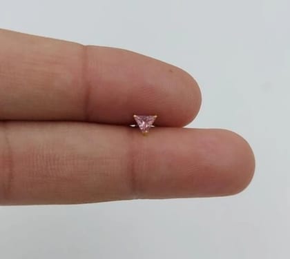 Beautiful Gold Plated Nose Pin Crytal Stone Three Tikona Pink Wedding Nose Ring Fashion Gift Jewellry Pack of 1