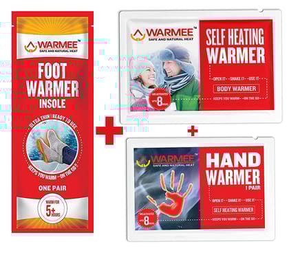 Warmee Hand + Body + Foot Warmers Variety Pack (1 Pairs Hand + 3 Body + 1 Pairs Foot)