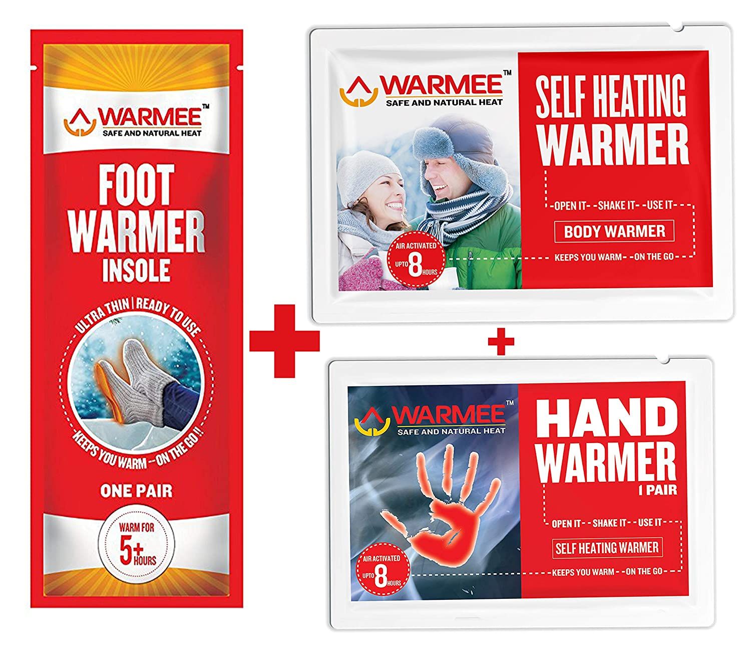 Warmee Hand + Body + Foot Warmers Variety Pack (1 Pairs Hand + 3 Body + 1 Pairs Foot)