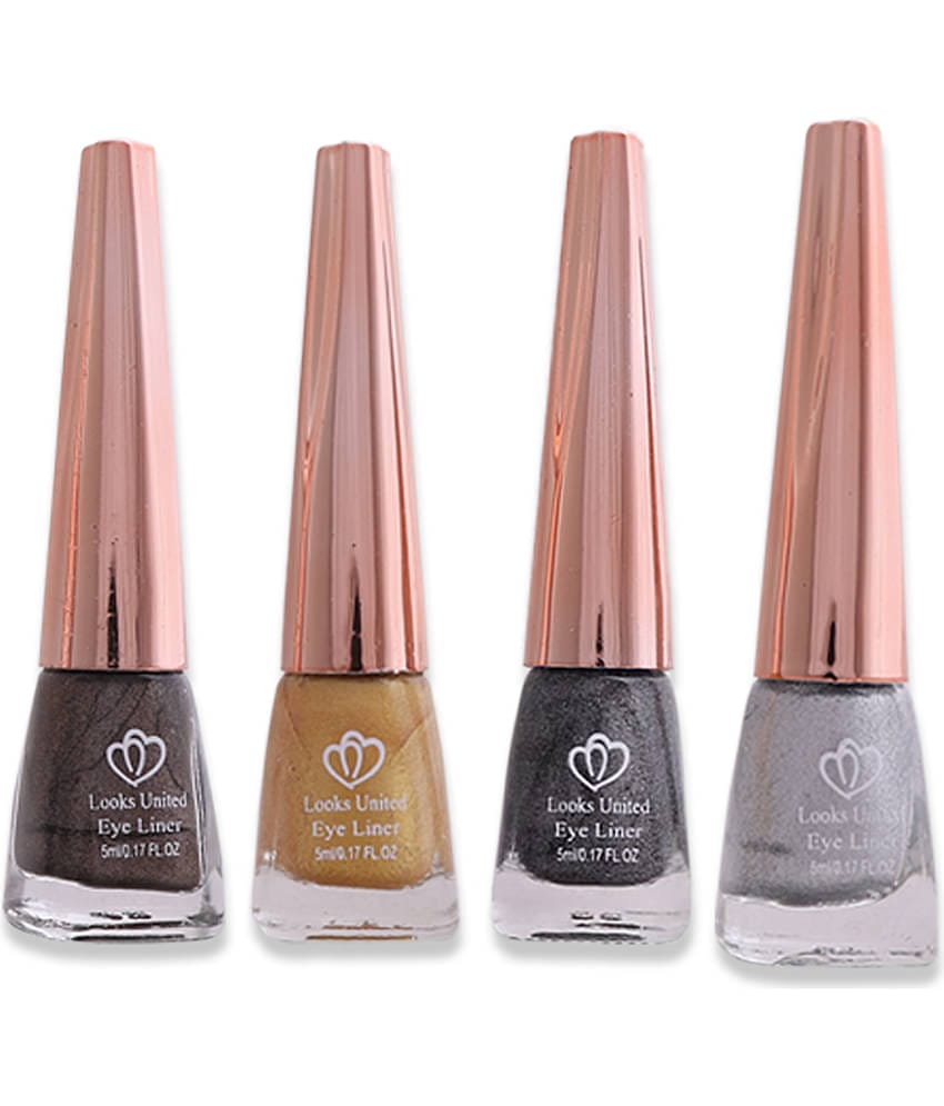 Looks United - silver Metalic Eye Liner Liquid ( Pack of 4 )