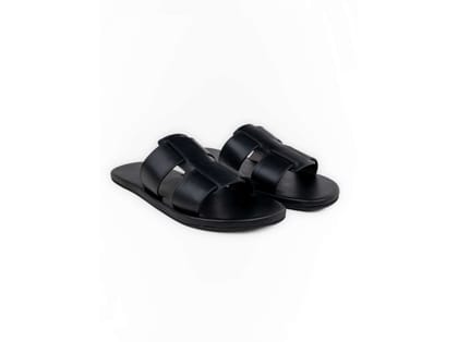 Paaduks Dune Cloak Vegan Leather Black Men Slides - UK 6