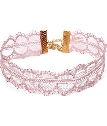 Romp Fashion Lace Gothic Choker Necklace for Girls and Women - Baby Pink