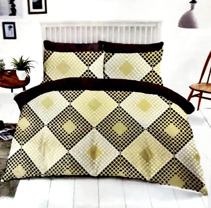 Omkar by R3 Inc. Cotton Blend 250 TC Printed Multicolor King size Double Bedsheet with 2 Pillow Covers – 108 X 108 Inches (9 x 9 Feet)(Multicolor Khaki Polka)