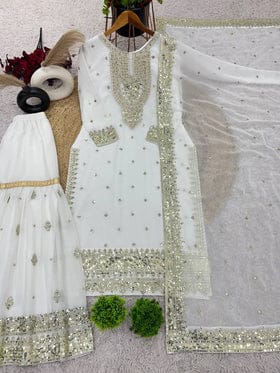 Designer Look Top-Dupatta And Bottom With Heavy Embroidery Sequence Work