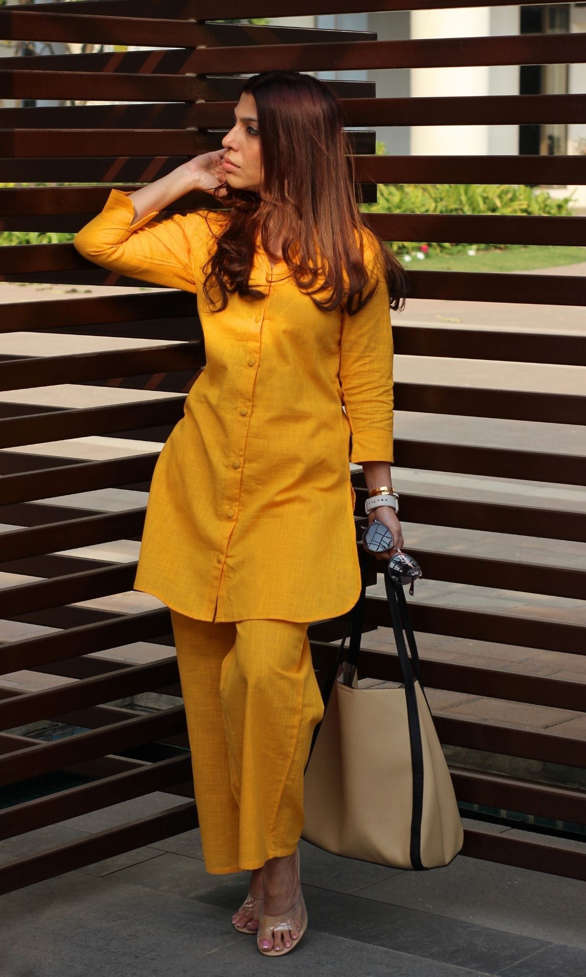 Cotton Slub Yellow Coord Set-XXS