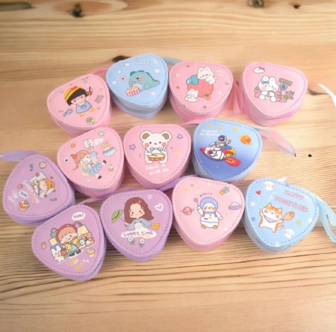 Heart Shaped Coin Pouch | Kawaii Coin Pouch (1pc)-Pink