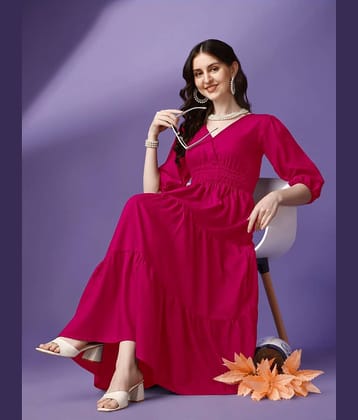 JASH CREATION Women Crepe Solid Fit & Flare Dress ( Green )