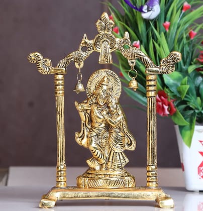 DreamKraft Metal Radha Krishna Statue Gold Plated