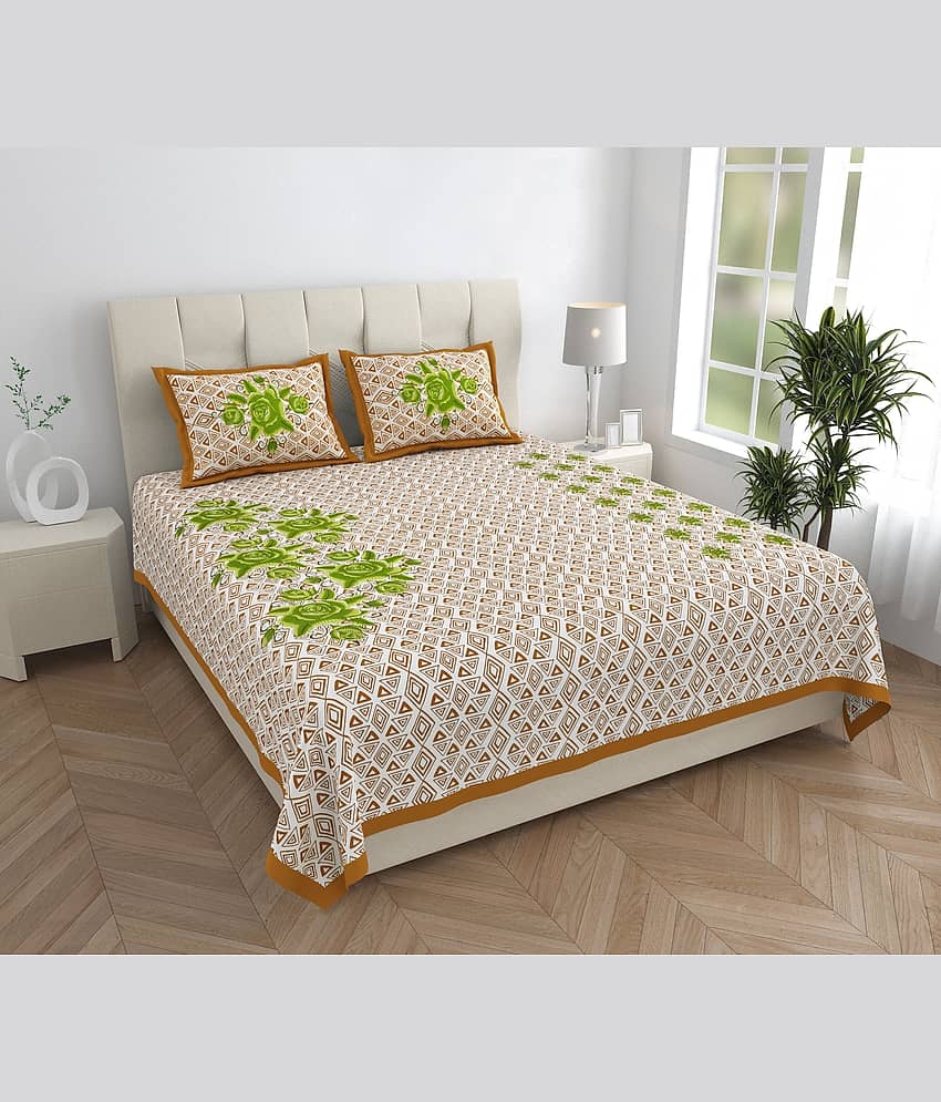 ABHACLOTHO Brown Cotton 1 Double Bedsheet with 2 Pillow Covers ( 230 cm x 210 cm )