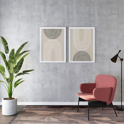 Harmonic Flux - Abstract Wall Arts (Set of 2)-11 x 14 inches / White Frame