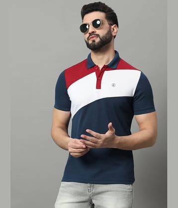 OGEN Pack of 1 Cotton Blend Regular Fit Colorblock Half Sleeves Men's Polo T Shirt ( Navy )
