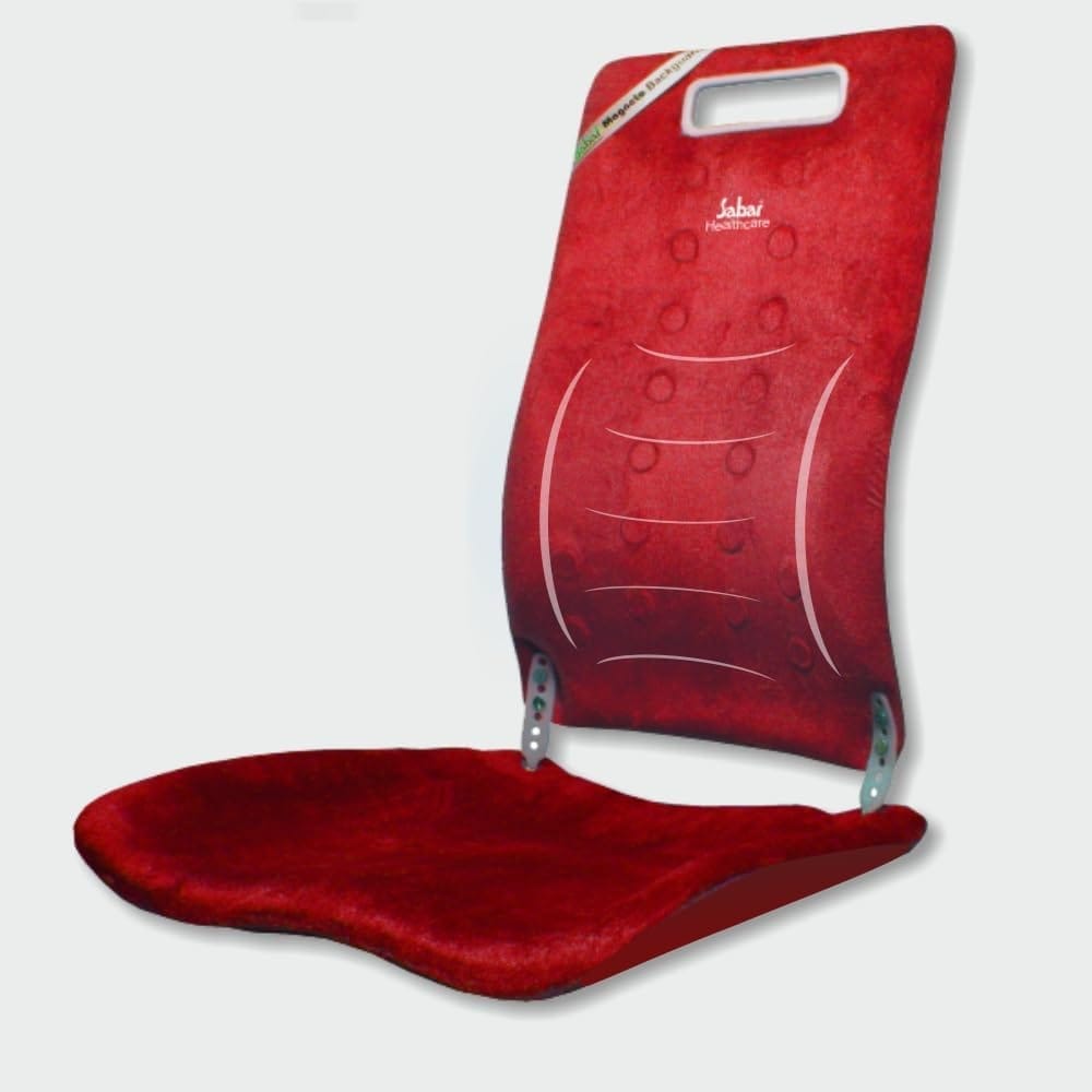 Sabar Orthopaedic Lumbar Back Support for Office Chair with Power Magnets Magneto BACKGUARD 3091XC | Adjustable Backrest with Pelvic Stabilization (Maroon)