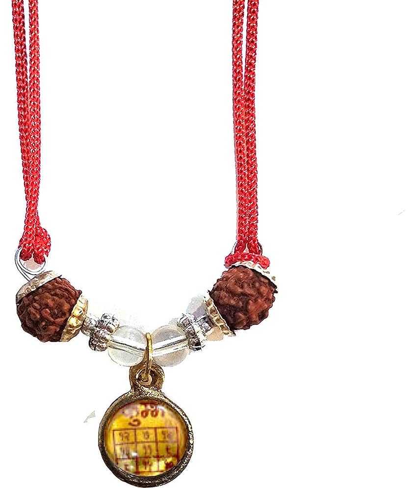 Kumbh Rashi Yantra Kavach Locket Sobhagya Kavach Pendant for Aquarius Zodiac With Original 5 Faced Rudraksha For Wealth Good Luck and Fortune