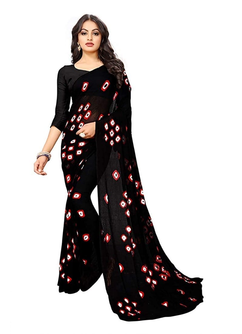 Generic Women's Chiffon Saree (Black, 5 - 6 Mtrs)