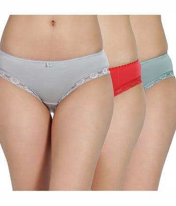 Ladyland Pack of 3 Cotton Lycra Hipster For Women ( Multi Color )