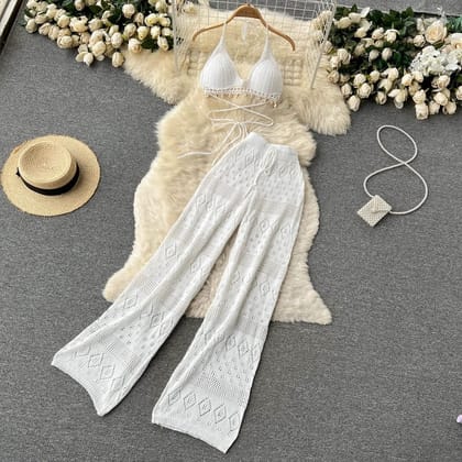 Costa Crochet Two piece set-White / XS